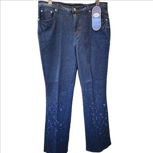 DG2 by Diane Gillman Women's Blue Stretch denim Embellished Jeans